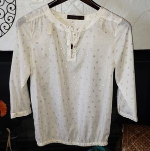 The Limited • Cream Blouse with Silver Polka Dots